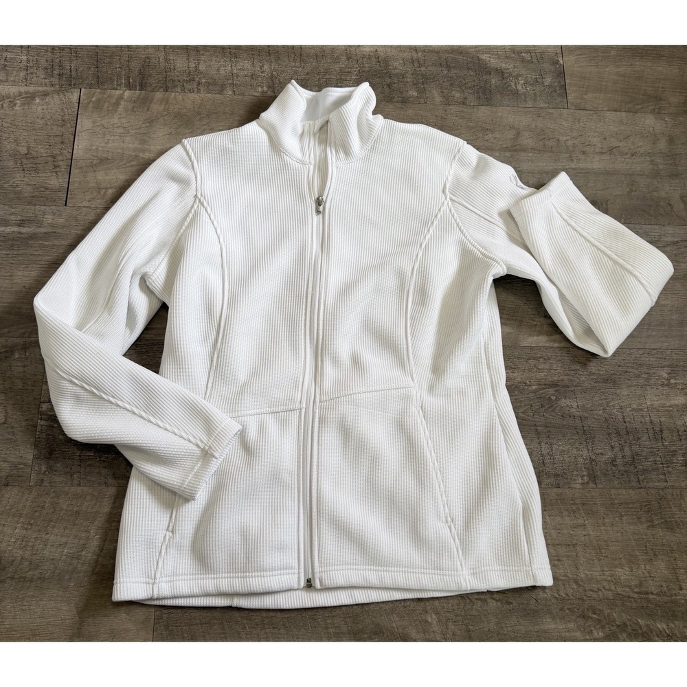 Spyder Women's Core Ribbed Sweater Jacket Full Zip White Size XL